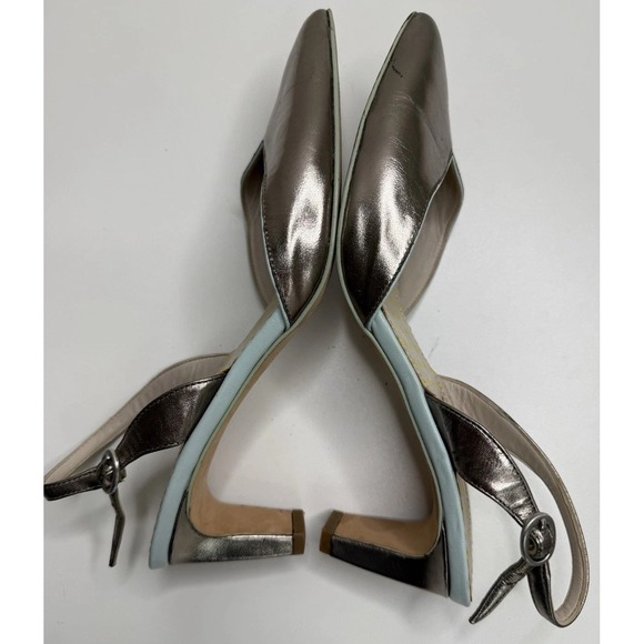 Boden Millie Slingback in Metallic Pewter Size 38.5 Kitten Heel - Picture 5 of 14